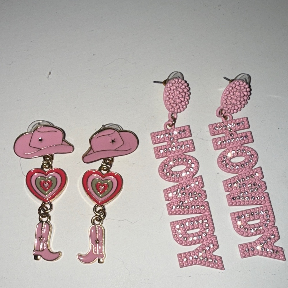 Pink and Gold Western Earrings Set